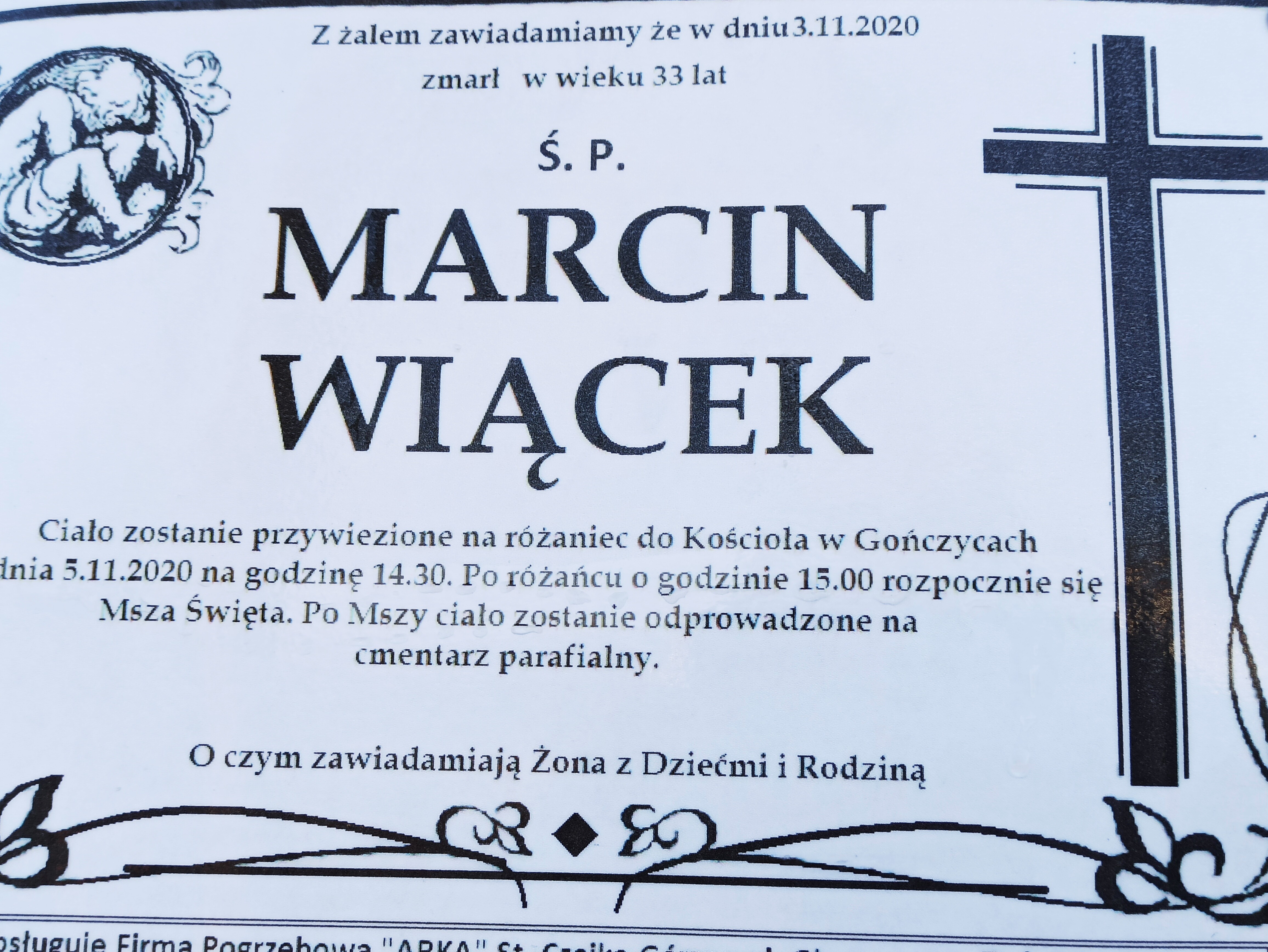 Parafia Świętej Trójcy w Gończycach » Zmarł śp. Marcin Wiącek